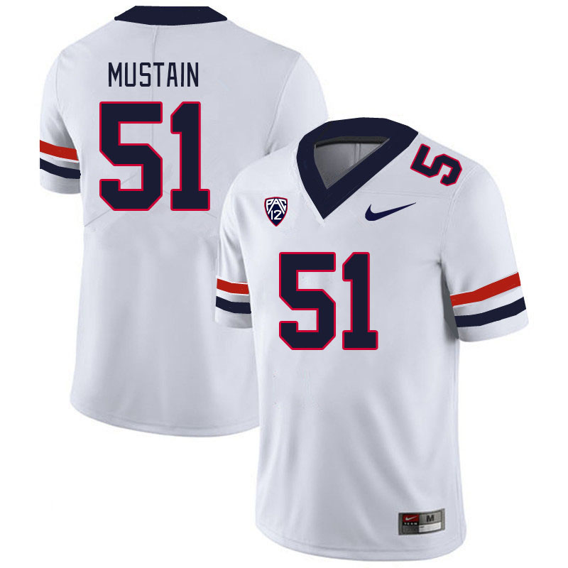 Men #51 Tyler Mustain Arizona Wildcats College Football Jerseys Stitched Sale-White